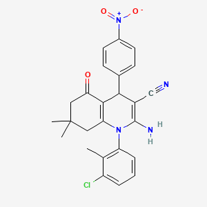 2-Amino-1-(3-chloro-2-methylphenyl)-7,7-dimethyl-4-(4-nitrophenyl)-5-oxo-1,4,5,6,7,8-hexahydroquinoline-3-carbonitrile