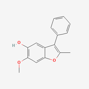 molecular formula C16H14O3 B1204704 5-羟基-6-甲氧基-2-甲基-3-苯基苯并呋喃 