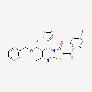 benzyl (2E)-2-(4-fluorobenzylidene)-7-methyl-3-oxo-5-(2-thienyl)-2,3-dihydro-5H-[1,3]thiazolo[3,2-a]pyrimidine-6-carboxylate