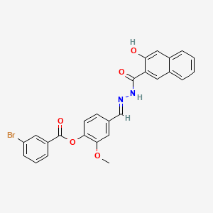 4-(2-(3-Hydroxy-2-naphthoyl)carbohydrazonoyl)-2-methoxyphenyl 3-bromobenzoate