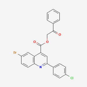 molecular formula C24H15BrClNO3 B12047428 2-Oxo-2-phenylethyl 6-bromo-2-(4-chlorophenyl)quinoline-4-carboxylate 