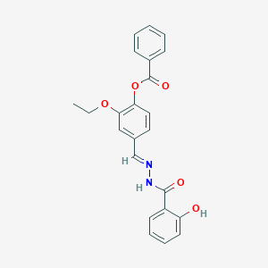 molecular formula C23H20N2O5 B12047493 2-ethoxy-4-[(E)-{2-[(2-hydroxyphenyl)carbonyl]hydrazinylidene}methyl]phenyl benzoate 