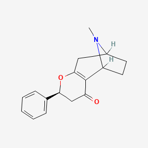 molecular formula C17H19NO2 B1204761 Cyclohepta(6)pyran-5,8-imin-4(5H)-one, 2,3,6,7,8,9-hexahydro-10-methyl-2-phenyl-,(2alpha,5beta,8beta)-(+)- 