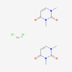 molecular formula C12H16Cl2CuN4O4 B1204772 Copper;1,3-dimethylpyrimidine-2,4-dione;dichloride CAS No. 69779-93-7