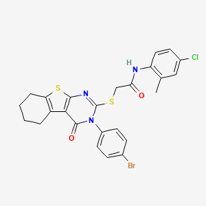 molecular formula C25H21BrClN3O2S2 B12047737 2-{[3-(4-bromophenyl)-4-oxo-3,4,5,6,7,8-hexahydro[1]benzothieno[2,3-d]pyrimidin-2-yl]sulfanyl}-N-(4-chloro-2-methylphenyl)acetamide CAS No. 476484-32-9