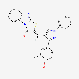 (2Z)-2-{[3-(4-methoxy-3-methylphenyl)-1-phenyl-1H-pyrazol-4-yl]methylene}[1,3]thiazolo[3,2-a]benzimidazol-3(2H)-one