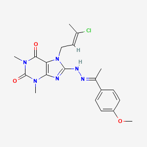 7-[(2E)-3-Chloro-2-butenyl]-8-{(2E)-2-[1-(4-methoxyphenyl)ethylidene]hydrazino}-1,3-dimethyl-3,7-dihydro-1H-purine-2,6-dione