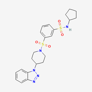 molecular formula C22H27N5O4S2 B1204809 3-[[4-(1-苯并三唑基)-1-哌啶基]磺酰基]-N-环戊基苯磺酰胺 