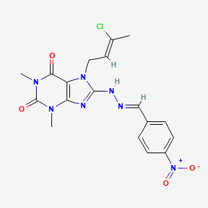 molecular formula C18H18ClN7O4 B12048195 4-Nitrobenzaldehyde {7-[(2Z)-3-chloro-2-butenyl]-1,3-dimethyl-2,6-dioxo-2,3,6,7-tetrahydro-1H-purin-8-YL}hydrazone CAS No. 478253-33-7