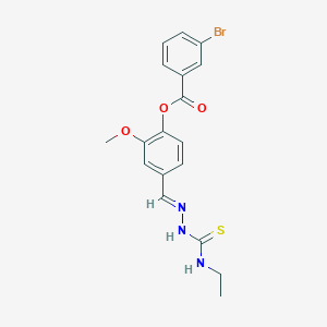 4-(2-((Ethylamino)carbothioyl)carbohydrazonoyl)-2-methoxyphenyl 3-bromobenzoate