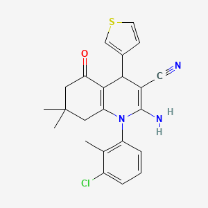 molecular formula C23H22ClN3OS B12048438 2-Amino-1-(3-chloro-2-methylphenyl)-7,7-dimethyl-5-oxo-4-(thiophen-3-yl)-1,4,5,6,7,8-hexahydroquinoline-3-carbonitrile CAS No. 339314-06-6