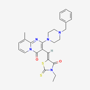 2-(4-Benzyl-1-piperazinyl)-3-[(Z)-(3-ethyl-4-oxo-2-thioxo-1,3-thiazolidin-5-ylidene)methyl]-9-methyl-4H-pyrido[1,2-A]pyrimidin-4-one