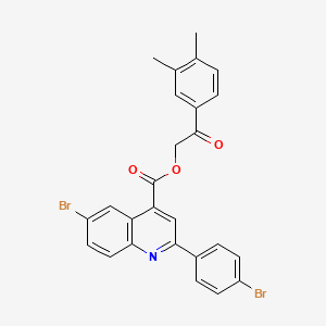 molecular formula C26H19Br2NO3 B12048517 2-(3,4-Dimethylphenyl)-2-oxoethyl 6-bromo-2-(4-bromophenyl)quinoline-4-carboxylate CAS No. 355421-82-8