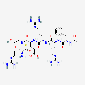 molecular formula C36H59N15O10S B1204861 (4S)-4-[[(2S)-2-[[(2S)-2-[[(2S)-2-acetamido-3-phenylpropanoyl]amino]-5-(diaminomethylideneamino)pentanoyl]amino]-5-(diaminomethylideneamino)pentanoyl]amino]-5-[[(2S)-2-amino-5-(diaminomethylideneamino)pentanoyl]sulfanyl-(carboxymethyl)amino]-5-oxopentanoic acid CAS No. 78212-16-5