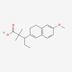 molecular formula C18H24O3 B1204868 Pentanoic acid, 2,2-dimethyl-3-(6-methoxy-3,4-dihydro-2-naphthyl)- CAS No. 55620-96-7