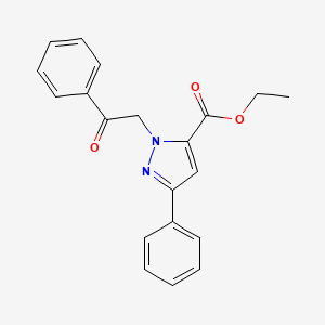 molecular formula C20H18N2O3 B12048707 Ethyl 1-(2-oxo-2-phenylethyl)-3-phenyl-1h-pyrazole-5-carboxylate CAS No. 618070-56-7