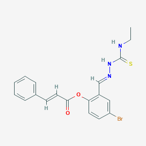 molecular formula C19H18BrN3O2S B12048728 4-Bromo-2-(2-((ethylamino)carbothioyl)carbohydrazonoyl)phenyl 3-phenylacrylate CAS No. 477731-05-8