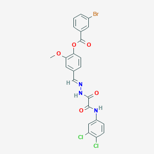 molecular formula C23H16BrCl2N3O5 B12048774 [4-[(E)-[[2-(3,4-dichloroanilino)-2-oxoacetyl]hydrazinylidene]methyl]-2-methoxyphenyl] 3-bromobenzoate CAS No. 477732-05-1