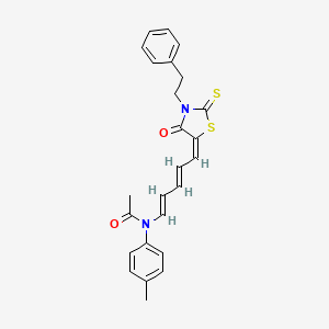 N-(4-methylphenyl)-N-[(1E,3E,5E)-5-[4-oxo-3-(2-phenylethyl)-2-sulfanylidene-1,3-thiazolidin-5-ylidene]penta-1,3-dienyl]acetamide