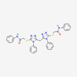 2-{[5-({5-[(2-anilino-2-oxoethyl)sulfanyl]-4-phenyl-4H-1,2,4-triazol-3-yl}methyl)-4-phenyl-4H-1,2,4-triazol-3-yl]sulfanyl}-N-phenylacetamide