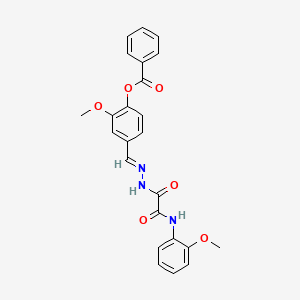 2-Methoxy-4-(2-((2-methoxyanilino)(oxo)acetyl)carbohydrazonoyl)phenyl benzoate