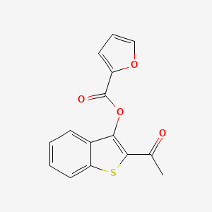 molecular formula C15H10O4S B1204900 2-Furancarboxylic acid (2-acetyl-1-benzothiophen-3-yl) ester 
