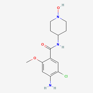 molecular formula C13H18ClN3O3 B1204909 Benzamide, 4-amino-5-chloro-N-(1-hydroxy-4-piperidinyl)-2-methoxy- CAS No. 76773-84-7