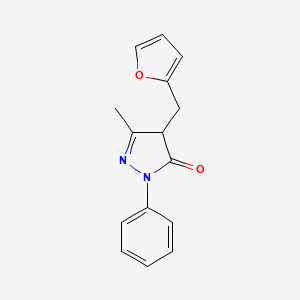 molecular formula C15H14N2O2 B1204915 3H-Pyrazol-3-one, 4-(2-furanylmethyl)-2,4-dihydro-5-methyl-2-phenyl- CAS No. 58789-61-0
