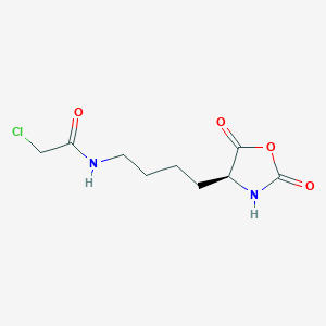 molecular formula C9H13ClN2O4 B1204920 Acetamide, 2-chloro-N-(4-(2,5-dioxo-4-oxazolidinyl)butyl)-, (S)- CAS No. 71595-20-5