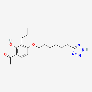 molecular formula C18H26N4O3 B1204927 2-Hydroxy-3-propyl-4-(6-(tetrazol-5-yl)hexyloxy)acetophenone CAS No. 92518-14-4