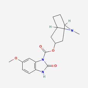 molecular formula C17H21N3O4 B1204944 (8-methyl-8-azabicyclo[3.2.1]octan-3-yl) 6-methoxy-2-oxo-3H-benzimidazole-1-carboxylate 