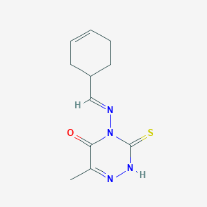 4-{[(E)-3-Cyclohexen-1-ylmethylidene]amino}-6-methyl-3-thioxo-3,4-dihydro-1,2,4-triazin-5(2H)-one