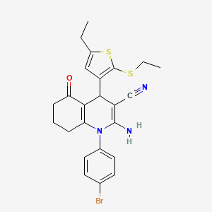 2-Amino-1-(4-bromophenyl)-4-(5-ethyl-2-(ethylthio)thiophen-3-yl)-5-oxo-1,4,5,6,7,8-hexahydroquinoline-3-carbonitrile