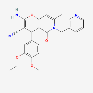 2-amino-4-(3,4-diethoxyphenyl)-7-methyl-5-oxo-6-(pyridin-3-ylmethyl)-5,6-dihydro-4H-pyrano[3,2-c]pyridine-3-carbonitrile