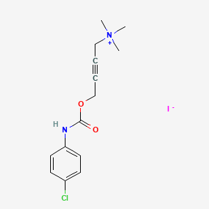 B1204995 2-Butyn-1-aminium, 4-((((4-chlorophenyl)amino)carbonyl)oxy)-N,N,N-trimethyl-, iodide CAS No. 57302-66-6