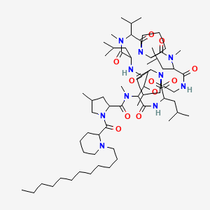molecular formula C67H116N10O11 B1204997 Griselimycin, 1-(1-dodecyl-2-piperidinecarboxylic acid)- CAS No. 77164-65-9