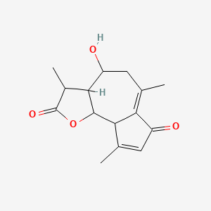 molecular formula C15H18O4 B1205009 4-Hydroxy-3,6,9-trimethyl-3,3a,4,5,9a,9b-hexahydroazuleno[4,5-b]furan-2,7-dione 