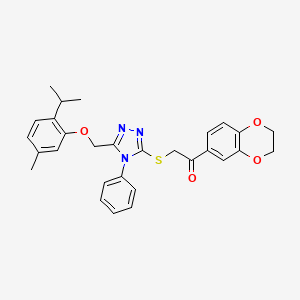 1-(2,3-dihydro-1,4-benzodioxin-6-yl)-2-[(5-{[5-methyl-2-(propan-2-yl)phenoxy]methyl}-4-phenyl-4H-1,2,4-triazol-3-yl)sulfanyl]ethanone