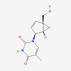 molecular formula C12H14N2O3 B1205022 1-[(1S,2S,5R)-5-(hydroxymethyl)-2-bicyclo[3.1.0]hex-3-enyl]-5-methyl-pyrimidine-2,4-dione 