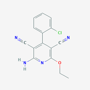 molecular formula C15H11ClN4O B1205031 2-Amino-4-(2-chlorophenyl)-3,5-dicyano-6-ethoxypyridine CAS No. 30464-17-6