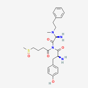 molecular formula C25H34N4O5S B1205059 Glycinamide, L-tyrosyl-gamma-(methylsulfinyl)-D-alpha-aminobutyryl-N-methyl-N-(2-phenylethyl)- CAS No. 78263-45-3