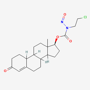 molecular formula C21H29ClN2O4 B1205084 [(17S)-13-methyl-3-oxo-2,6,7,8,9,10,11,12,14,15,16,17-dodecahydro-1H-cyclopenta[a]phenanthren-17-yl] N-(2-chloroethyl)-N-nitrosocarbamate CAS No. 54025-36-4