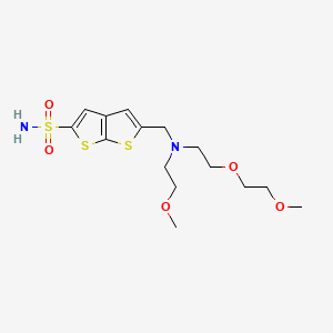 molecular formula C15H24N2O5S3 B1205095 5-(((Methoxyethyl)((methoxyethoxy)ethyl)amino)methyl)thieno(2,3-b)thiophene-2-sulfonamide CAS No. 128620-92-8