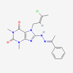 7-[(2Z)-3-Chloro-2-butenyl]-1,3-dimethyl-8-[(2E)-2-(1-phenylethylidene)hydrazino]-3,7-dihydro-1H-purine-2,6-dione