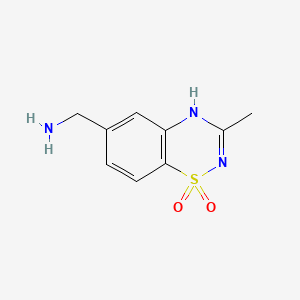 molecular formula C9H11N3O2S B1205133 6-aminomethyl-3-methyl-4H-1,2,4-benzothiadiazine 1,1-dioxide CAS No. 80938-51-8