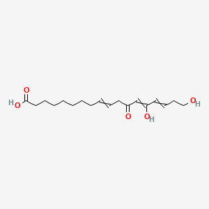 molecular formula C18H28O5 B1205140 9,13,15-Octadecatrienoicacid, 14,18-dihydroxy-12-oxo-, (9Z,13Z,15E)- 