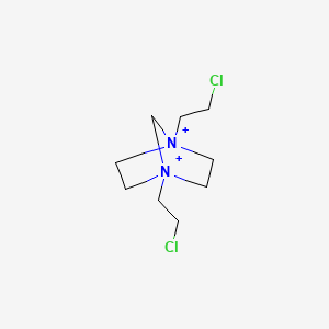 molecular formula C9H18Cl2N2+2 B1205144 1,4-Bis(2-chloroethyl)-1,4-diazoniabicyclo[2.2.1]heptane 