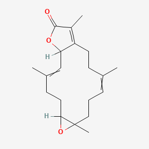 molecular formula C20H28O3 B1205167 3,8,12,16-Tetramethyl-7,18-dioxatricyclo[13.3.0.06,8]octadeca-2,11,15-trien-17-one 
