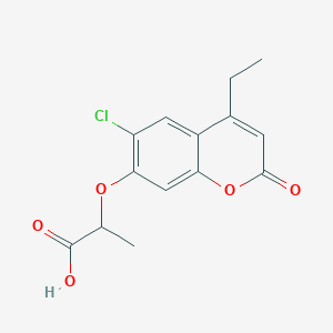 molecular formula C14H13ClO5 B1205174 2-((6-Chloro-4-ethyl-2-oxo-2H-chromen-7-yl)oxy)propanoic acid CAS No. 840479-48-3