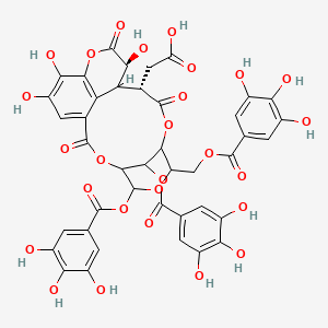 molecular formula C41H32O27 B1205182 2-[(11S,13S)-13,17,18-trihydroxy-2,10,14-trioxo-5,21-bis[(3,4,5-trihydroxybenzoyl)oxy]-7-[(3,4,5-trihydroxybenzoyl)oxymethyl]-3,6,9,15-tetraoxatetracyclo[10.7.1.14,8.016,20]henicosa-1(19),16(20),17-trien-11-yl]acetic acid 